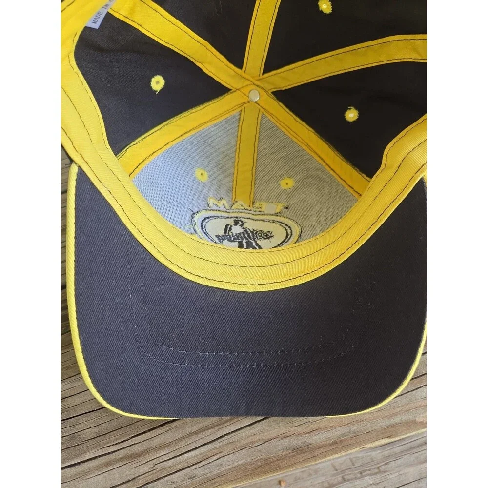 Vintage Team Catfish Fishing Hat Cap Black Yellow Adjustable Back